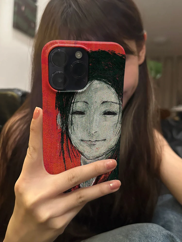 حافظة هاتف أثيرية مستوحاة من الفن الياباني المبتسم لهاتف آيفون 17 16 15 14 11 12 13 Pro Max Air Plus غطاء خلفي