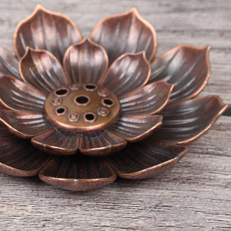 Hot sale 1PC Alloy Incense Burner Stick Holder Plate Buddhism Lotus Censer Bronze Nasturtium Incense Burner