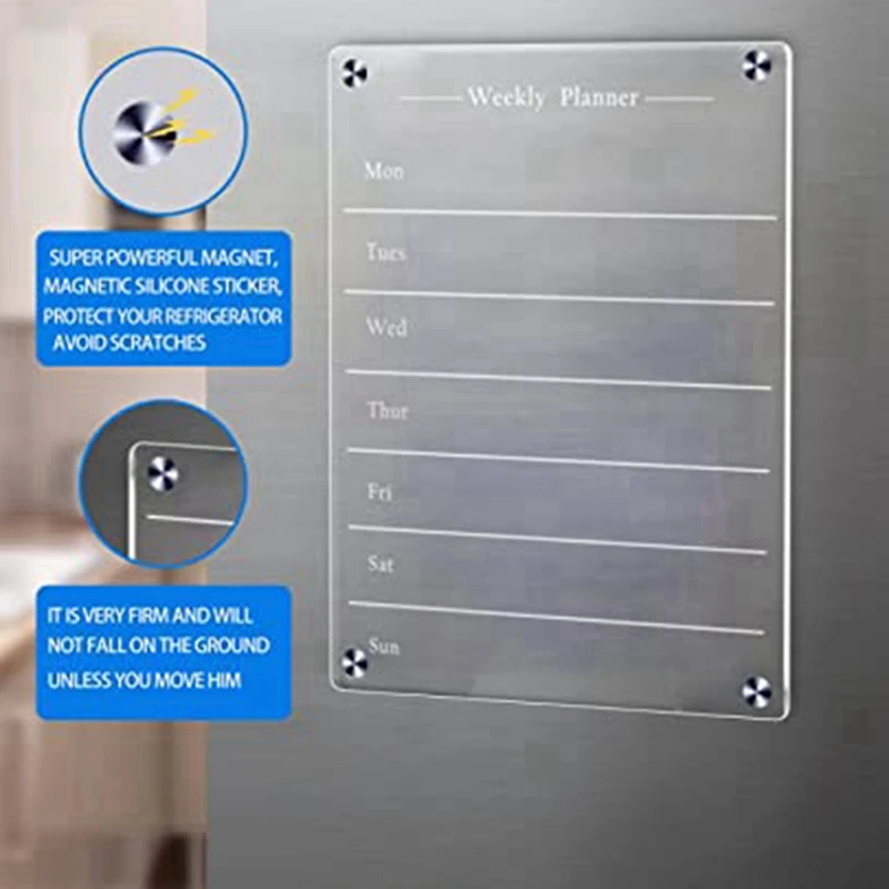 Transparent Acrylic Board Clear Dry Erase Board For Refrigerator Acrylic Magnet Weekly Calendar For Refrigerator