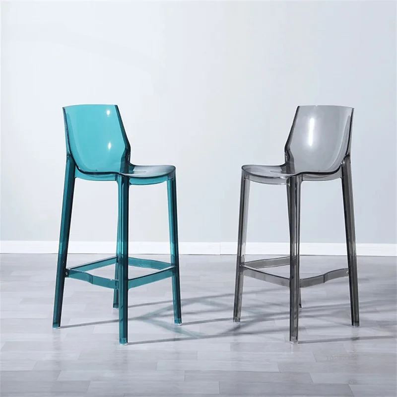 Modern Acrylic Bar Chairs Commercial High Foot Counter Stool High Chair Nordic Plastic Crystal Bar Stools for Kitchen Furniture