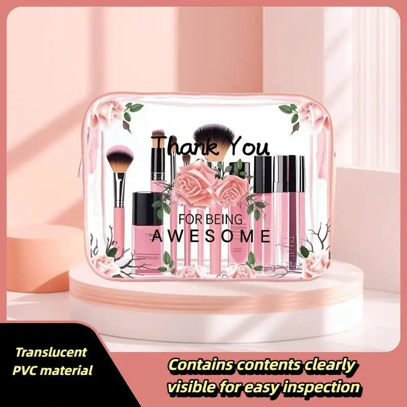 Exquisite Prints PVC Transparent Makeup Bags Travel Portable Cosmetic Large Capacity Organizer Women's Cosmetic Bag Wash Bag