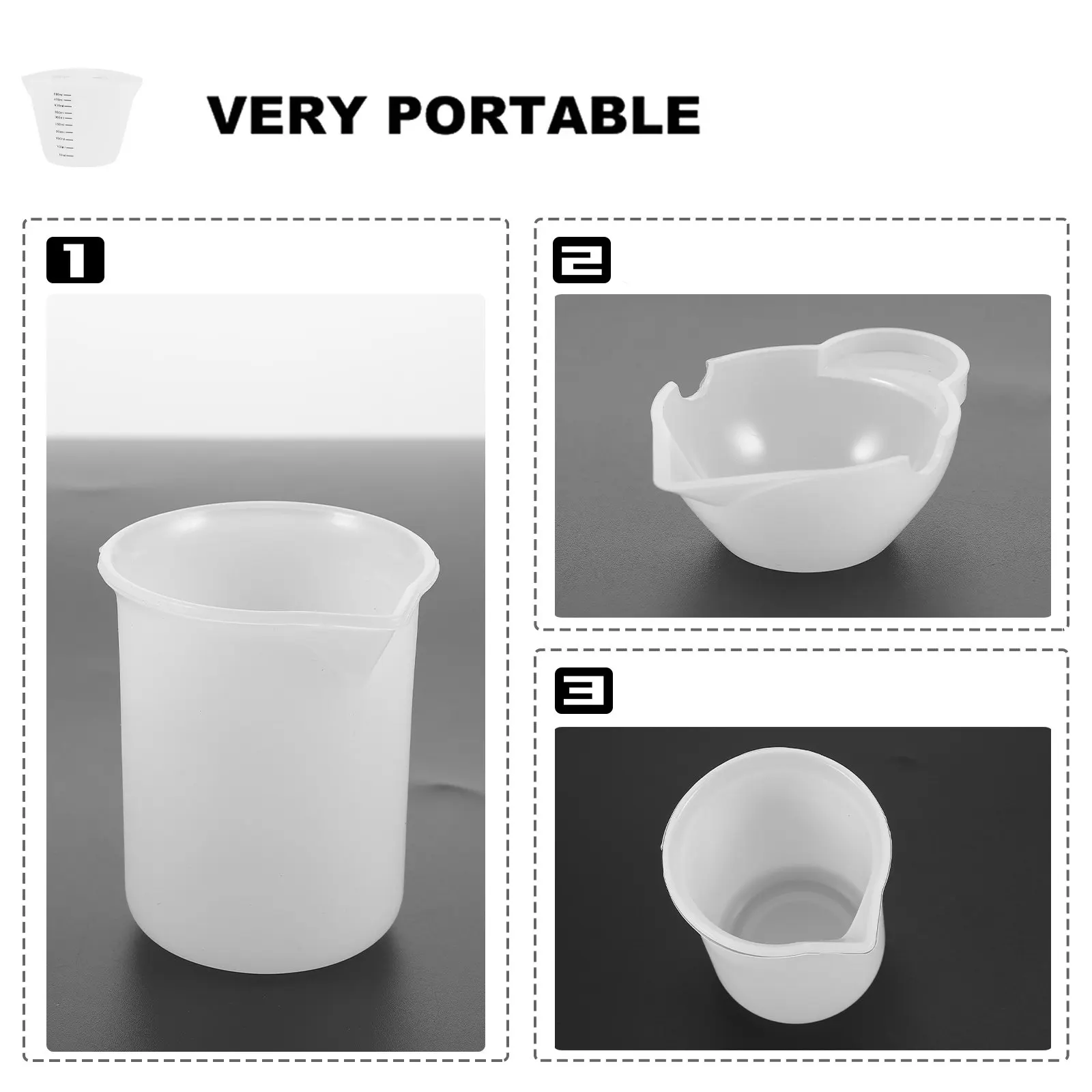 

6Pcs Silicone Resin Measuring Cups Flexible Nonstick Easy Clean for Epoxy Craft Mixing Pouring Tool Set Acrylic Paint