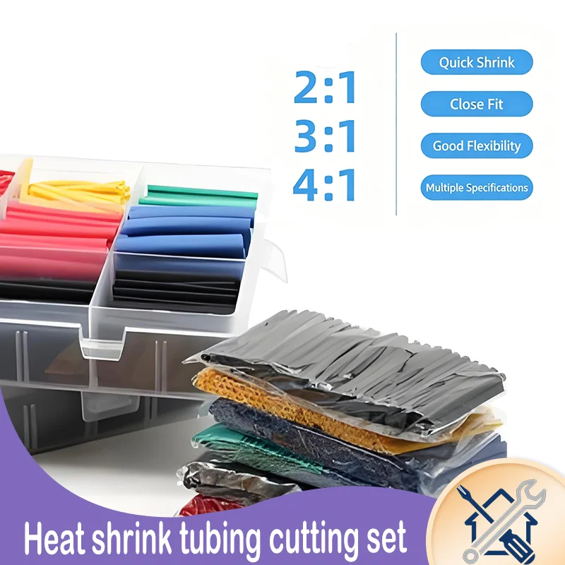 127-750pcs Heat-shrink Tubing Thermoresistant Tube Heat Shrink Wrapping Kit Electrical Connection Wire Cable Insulation Sleeving