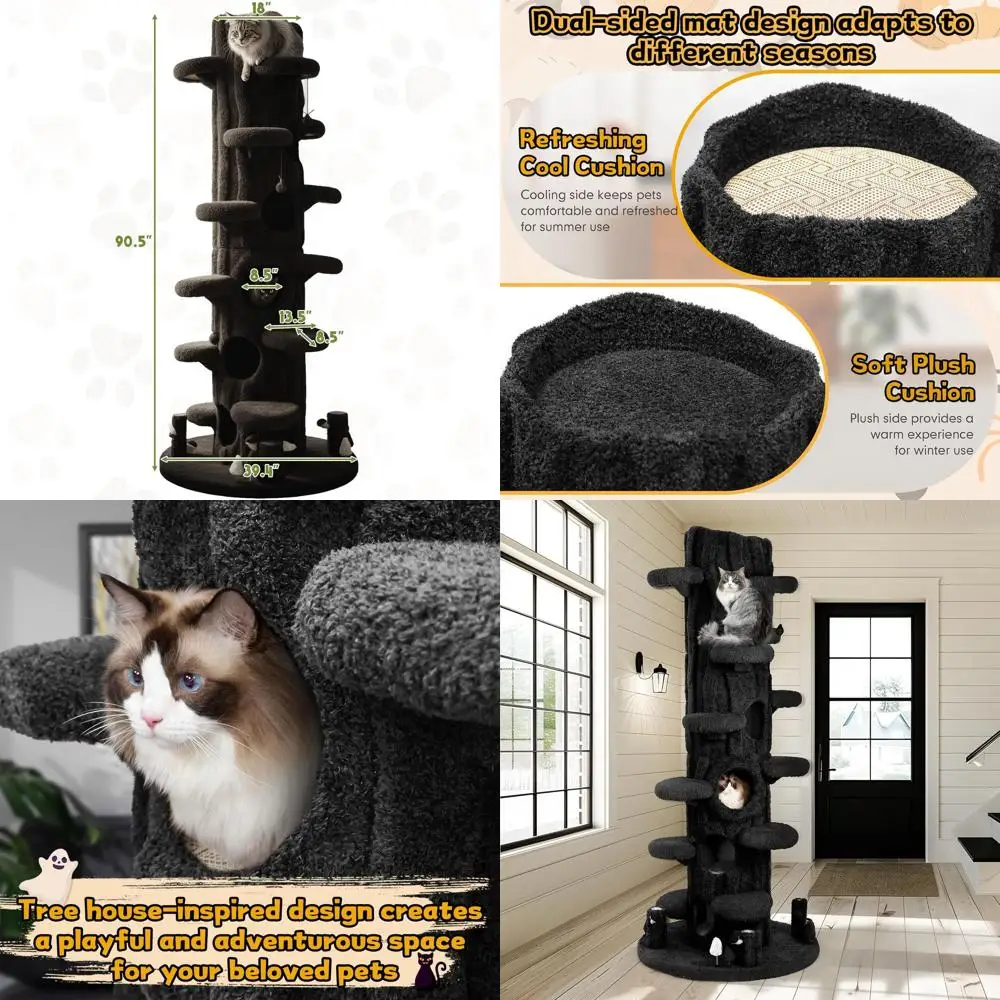 

Giant 90.5 Indoor Cat Tree with Deluxe Condo, Scratch Pad, Plush Platforms & Top Perch