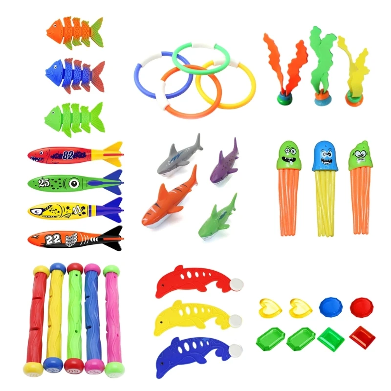 Summer Pool Diving Toy Fun Swimming Pool Game Toy Sinking Toy Set Underwater Diving Gift for Kids Boy Girl