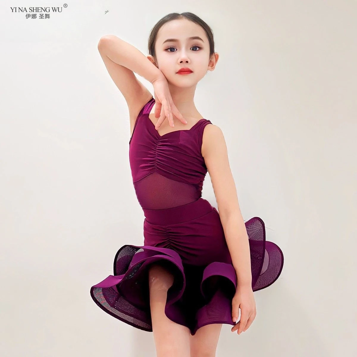 

Детская профессиональная юбка для латинских танцев для девочек, танго, сальсы, самбы, бальных танцев, сценическая одежда, одежда