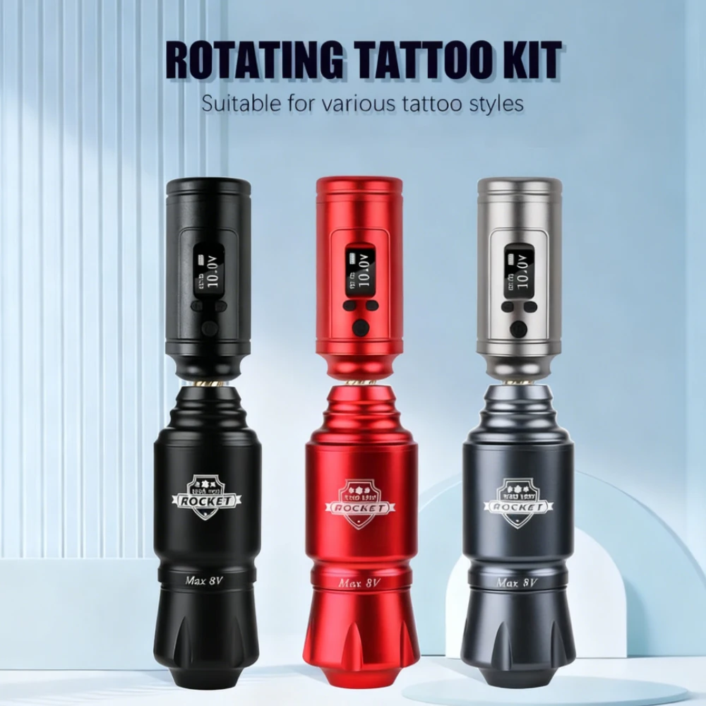 

Wireless Tattoo Kit Rocket Mini Rotary Tattoo Pen with Aurora Tattoo Power Supply LCD Display For Permanent Makeup & Tattooing