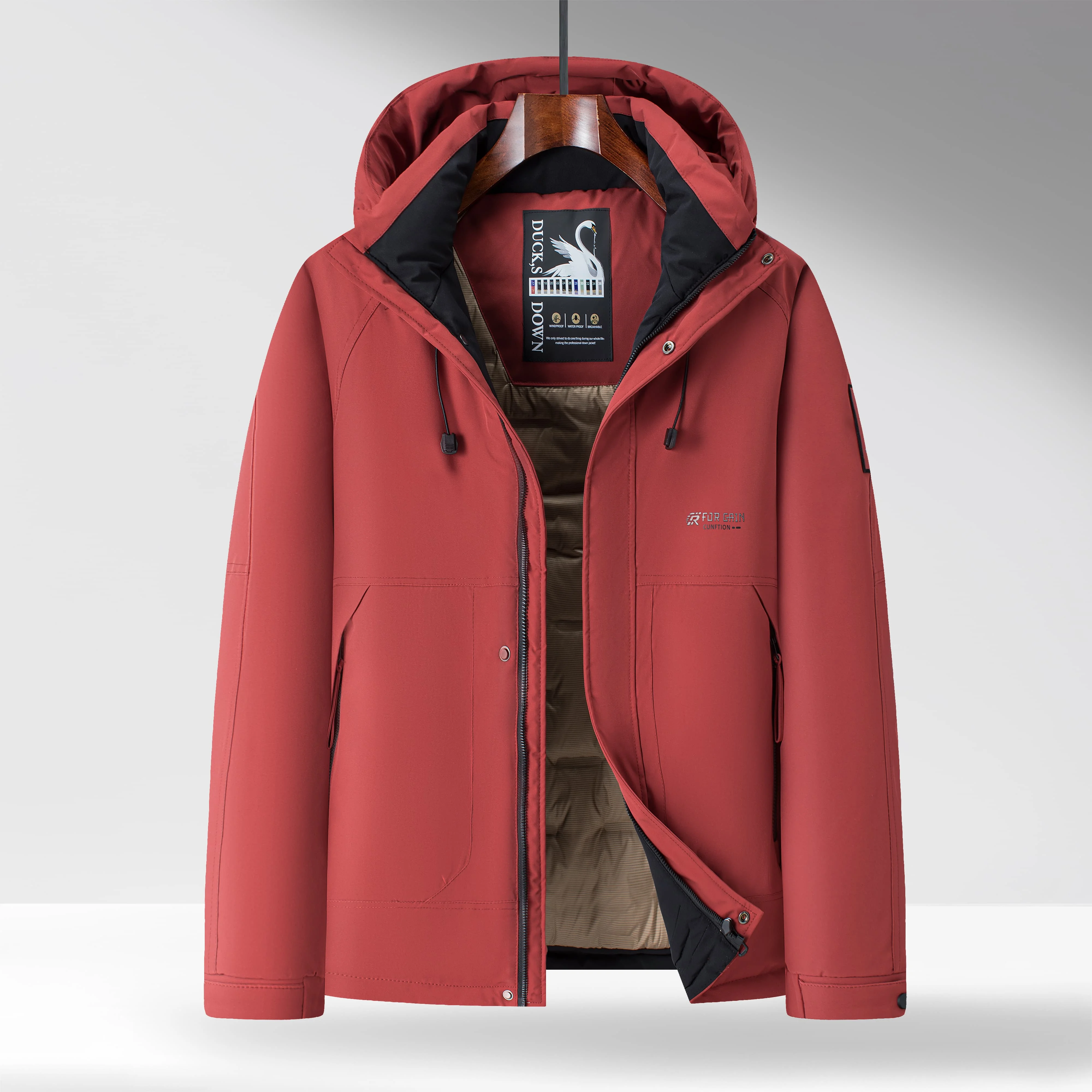 سترة شتوية للرجال 2025 جديد فضفاض كبير وطويل القامة معطف مقنع دافئ أبيض بطة أسفل الأب سترة خارجية للذكور #1