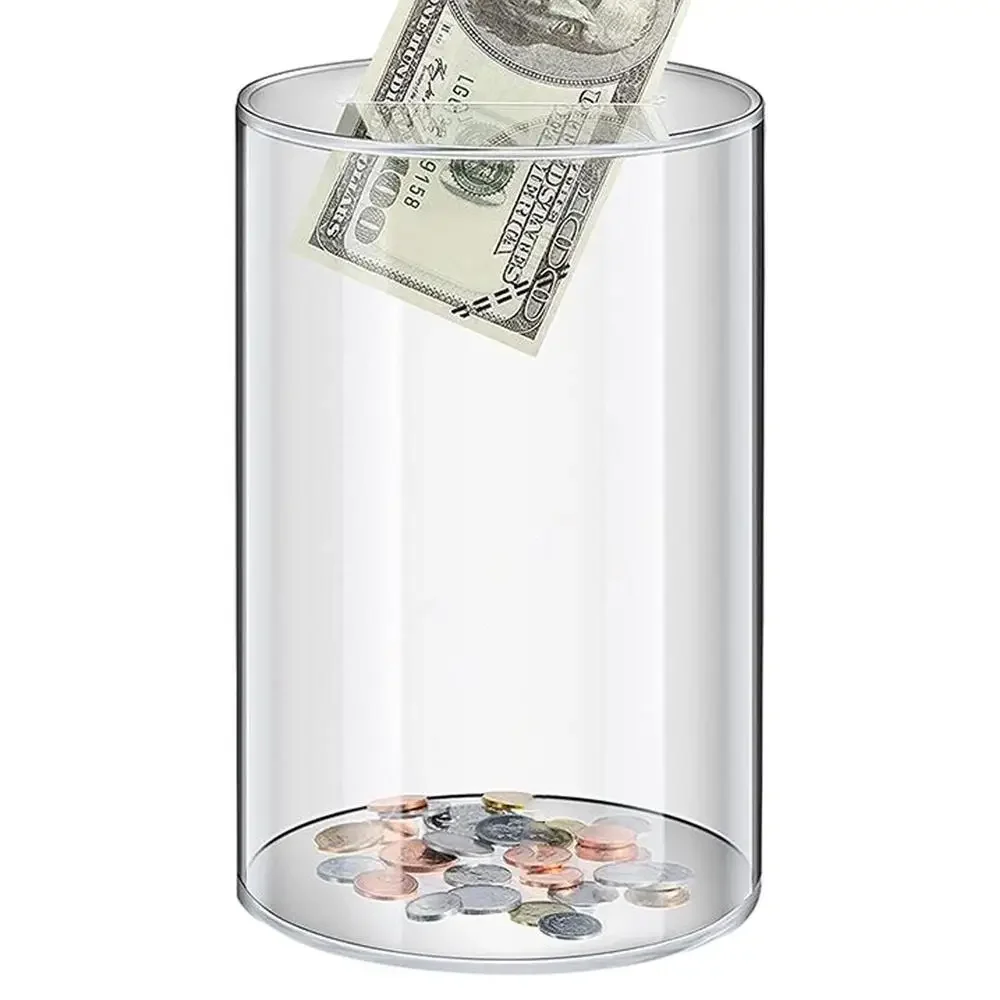 Large Piggy Bank for Adults Kids Vcertcpl Acrylic Clear Piggy Bank Coin Bills Bank Money Saving Jar Unopenable Change Jar