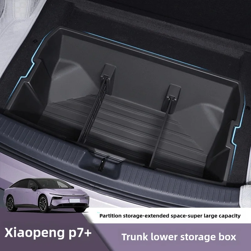 

For Xpeng P7+ 22-2024 Rear Trunk Lower TPE Storage Organizer Partition Board Trunk Storage Box Auto Interior Accessories