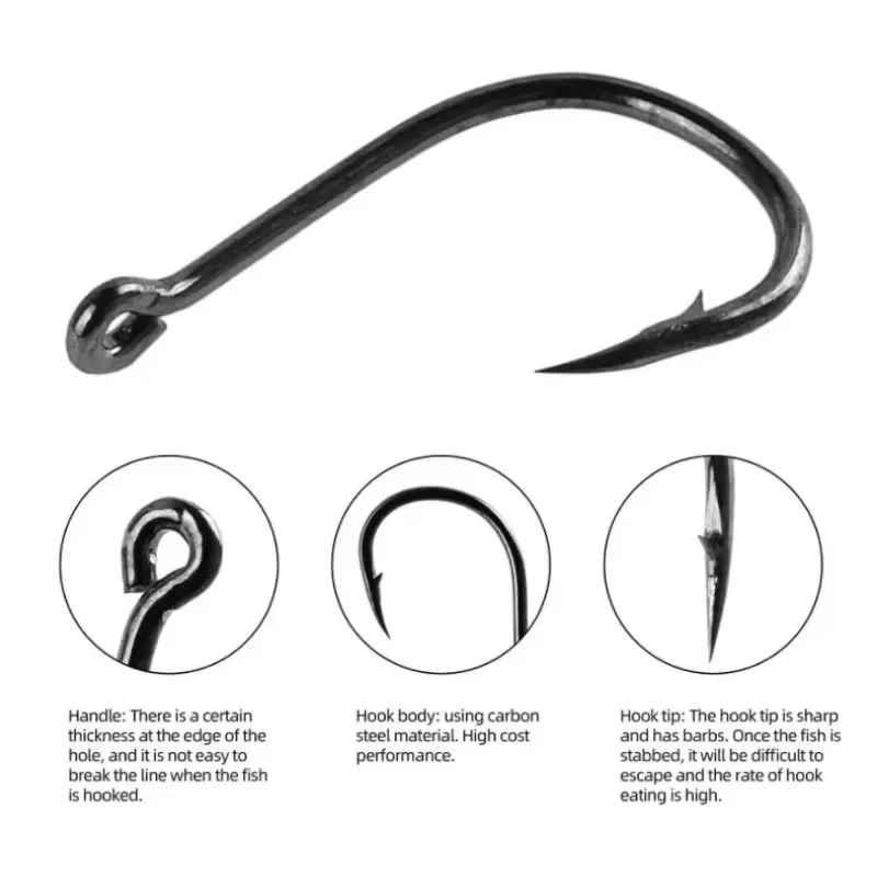 100PCS/Box Fishing Hooks Set with Fishing Tackle Box Fishing Accessories Saltwater Fresh Water High Carbon Steel Carp Fishhook