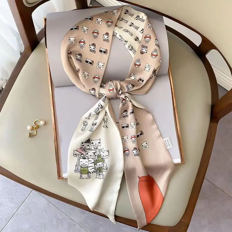 Luxury Zebra Print Silk Square Scarf Women Soft Satin Kerchief Hairband Neckerchief Head Hijab Lady Headband Foulard Bag Ribbon view 5