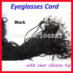 JX001 100pcs Black  nylon eyeglasses cord spectacle sunglasses eyewear chain reading glasses holder with clear silicone tip