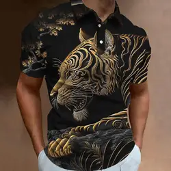 New 3d Animal Print Polo Shirt For Men Retro Men‘S Polo T-Shirt Street Fashion Men Clothing Oversized Loose Golf Sweatshirt Top