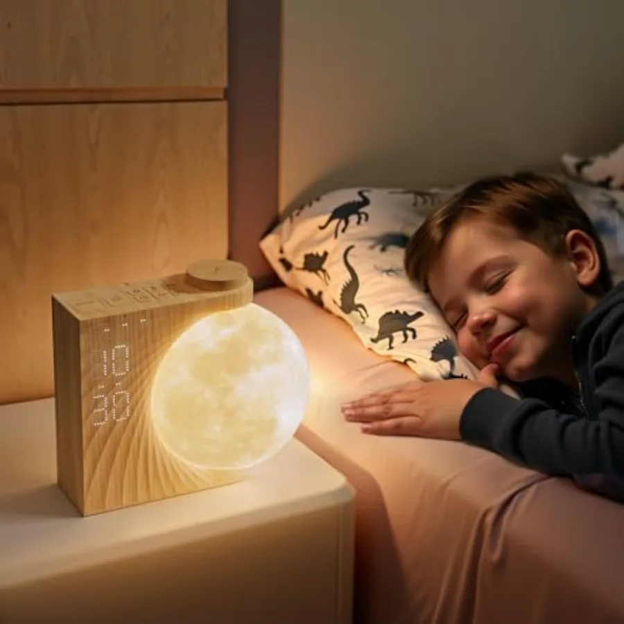 Sunrise Alarm Clocks for Heavy Sleepers, Night Lamp Clocks for Bedrooms with Moon Light, 10 Light Effects, 30/60/90 Timer, 10 S view 5