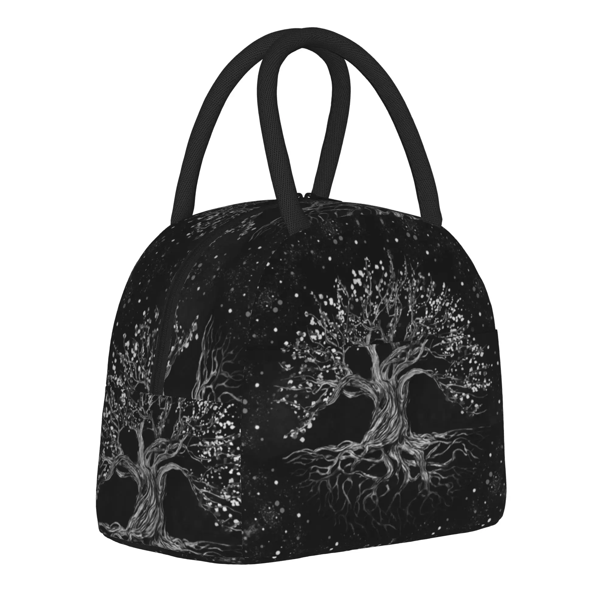 Tree of Life Insulated Lunch Bag Cooler Bag Reusable,Meal Container Yggdrasil Golden High Capacity Lunch Box Tote Food Bag