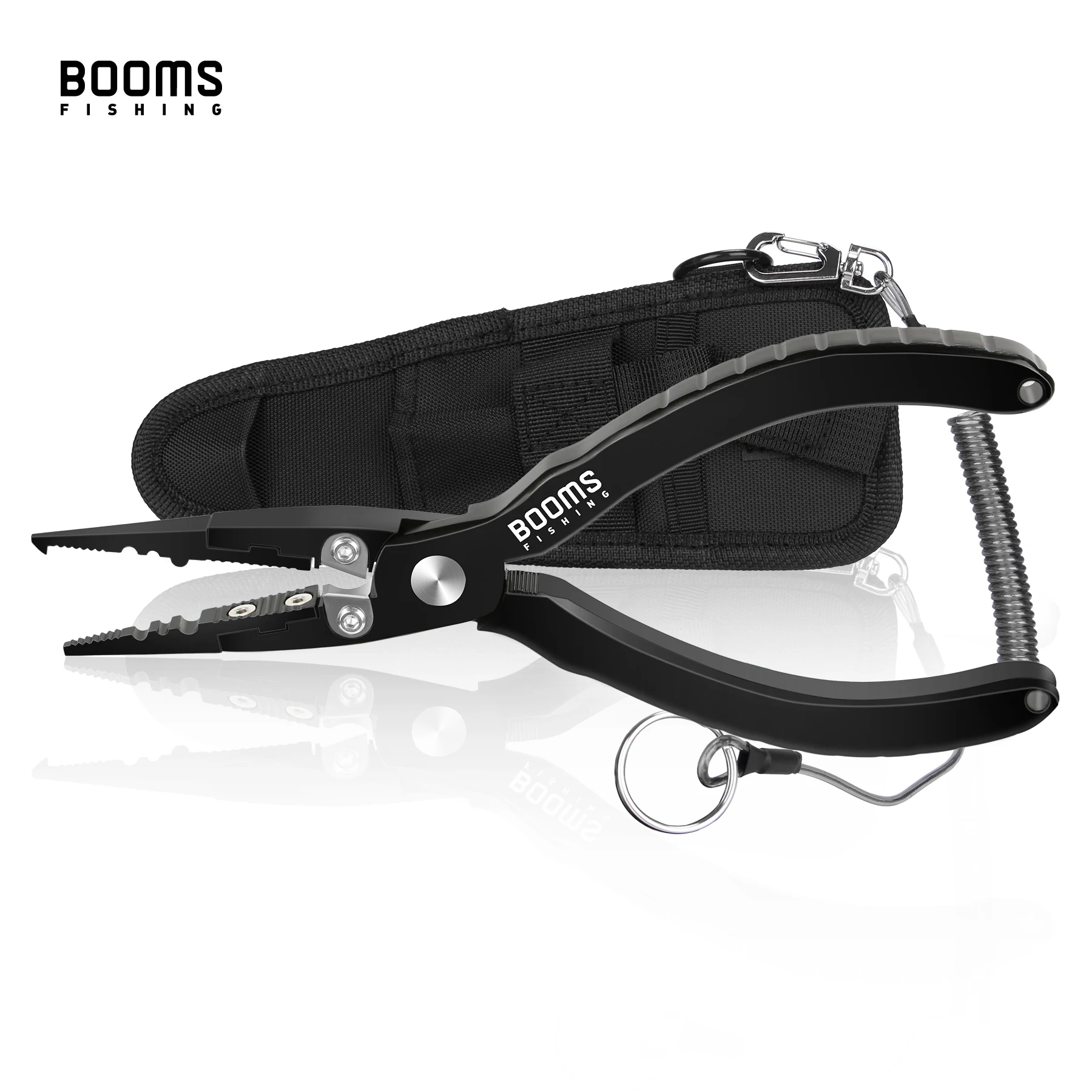 

Booms Fishing X03 Fishing Pliers Aluminum Fish Hook Remover Braid Line Cutter Cutting Split Ring Tackle Tool with Lanyard Sheath