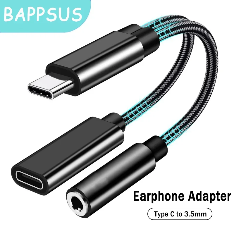 2in1 USB-C Type C To 3.5mm Aux Audio Charging Cable Adapter Splitter Headphone Jack USB Type-C Adapter Cable for Xiaomi Huawei