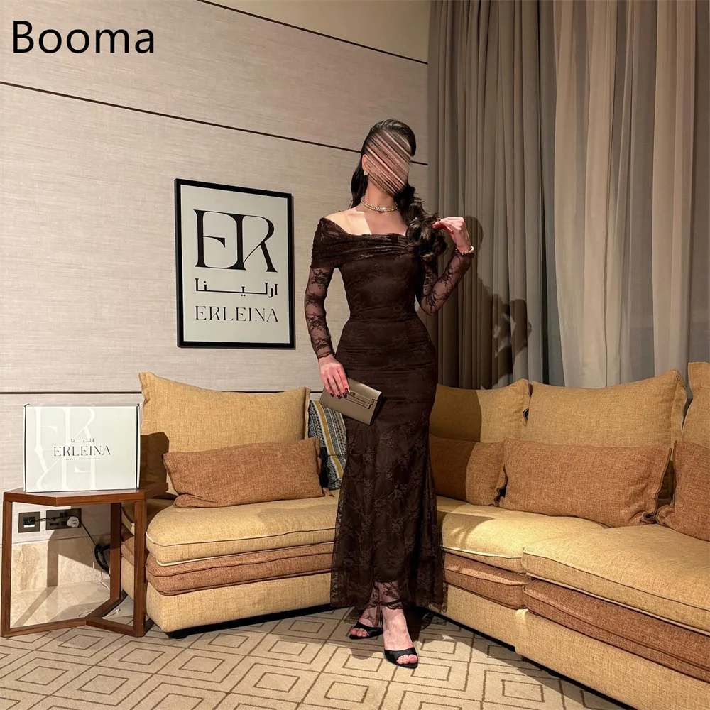 

Booma Elegant Mermaid Off The Shoulder Lace Dresses Formal Party Gowns for Women Simple Long Sleeve Prom Gown Customize 2025