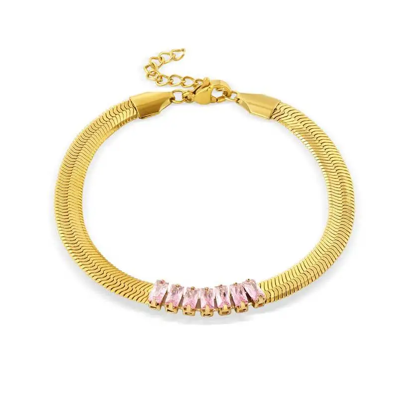 Snake bone Chain stainless steel vacuum 18k gold zircon bracelet Women's fashion exquisite ins wind vegan bracelet