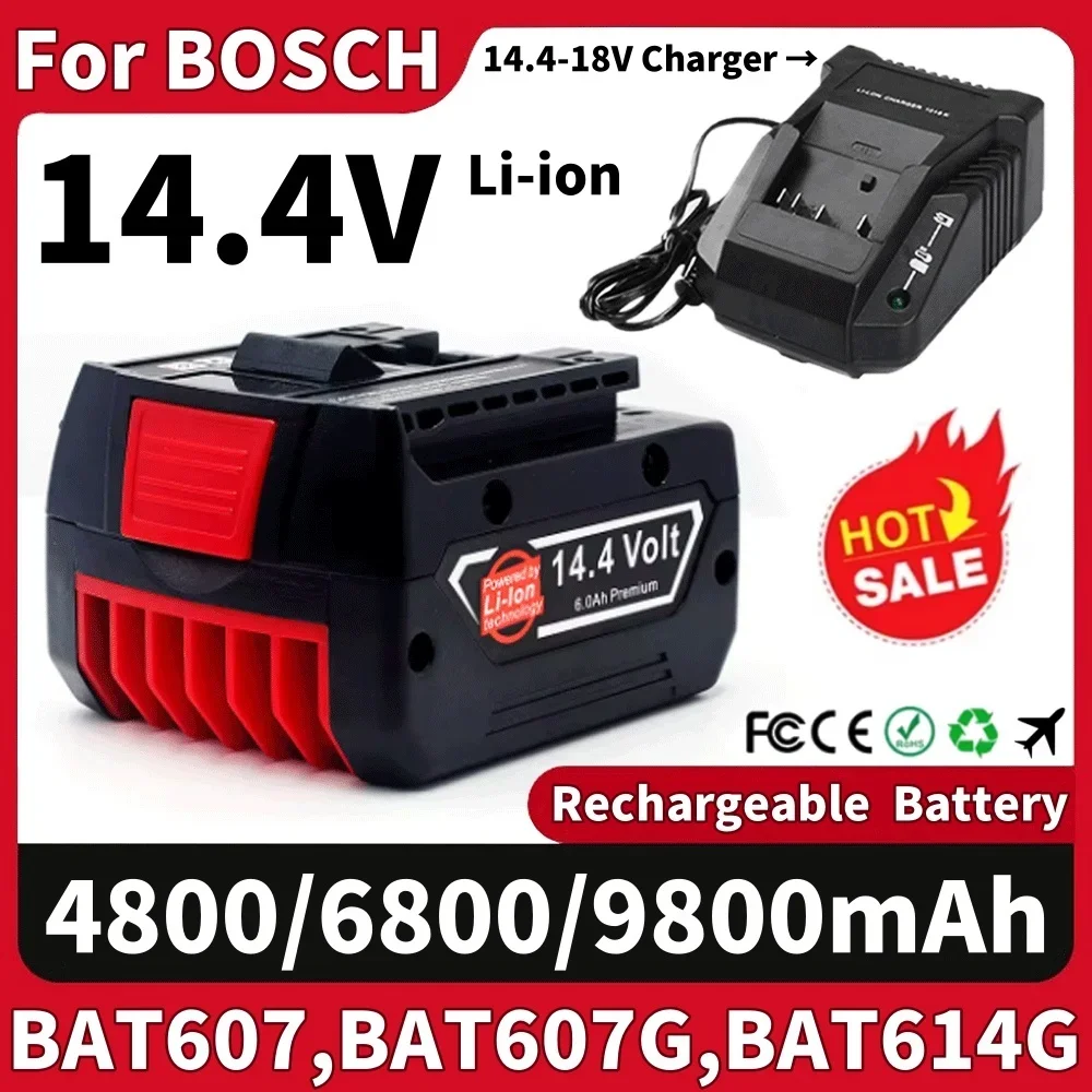 for BOSCH cordless Electric drill screwdriver BAT607,BAT607G,BAT614G 14.4V Rechargeable 4.8/6.8ah/9.8ah Li-ion Battery cell pack