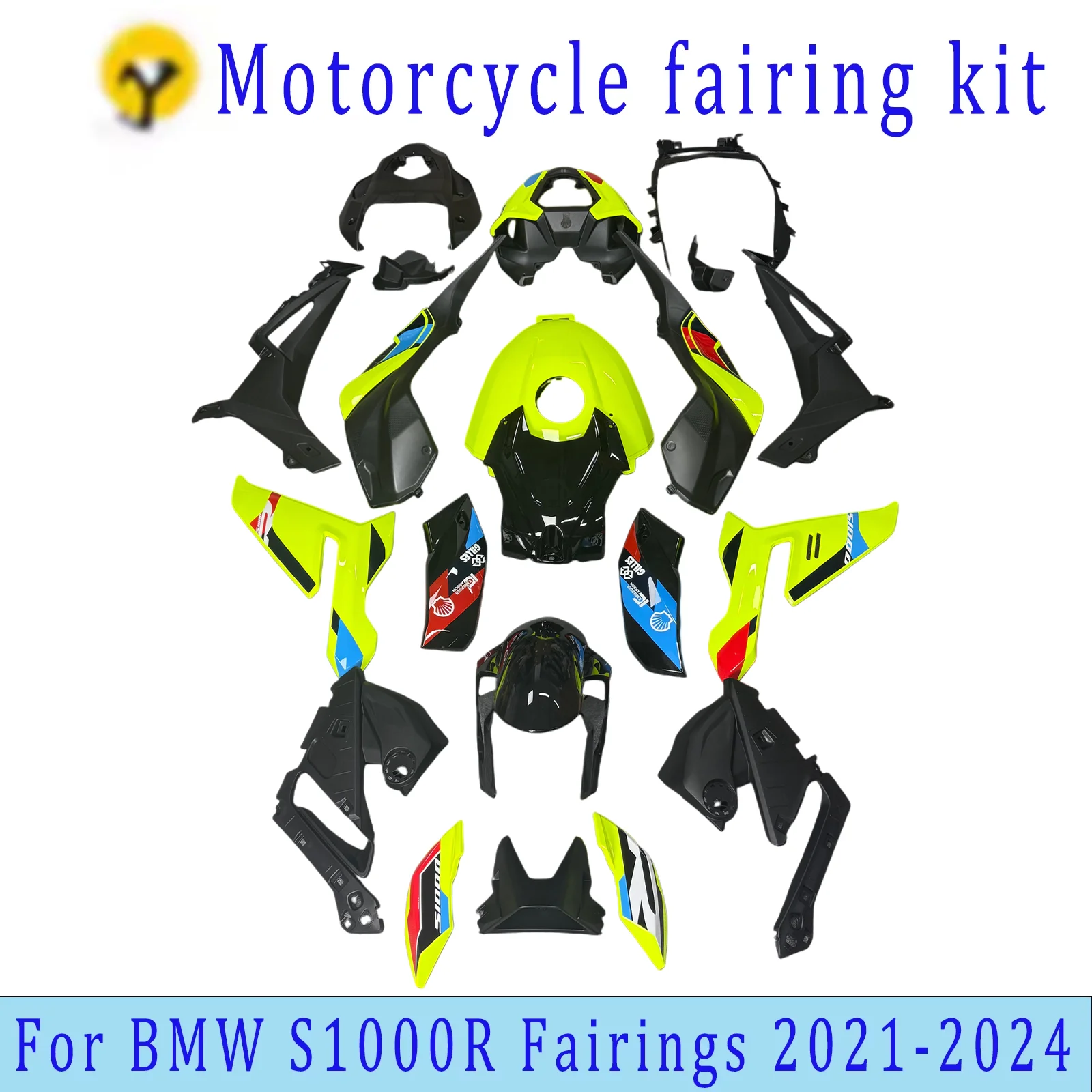 

for BMW S1000R M1000R 2021-2024 models, motorcycle fairing body kit, ABS injection molding fairing kit fluorescent yellow