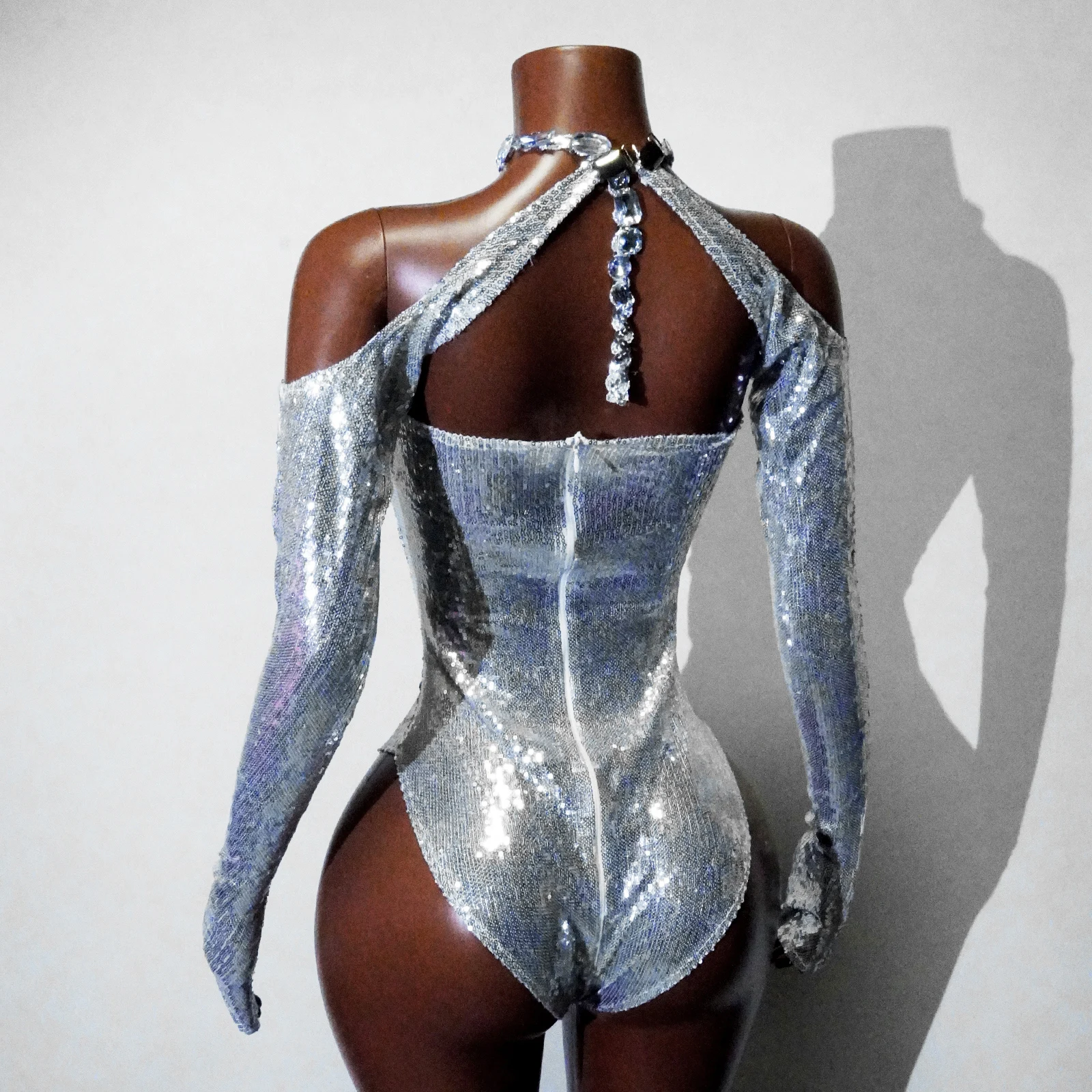 بذلة ضيقة بمرآة ماسية متألقة للنساء والرجال لحفلات أعياد الميلاد، فستان مثير لمرحلة النادي، سحب الملكة للارتداء