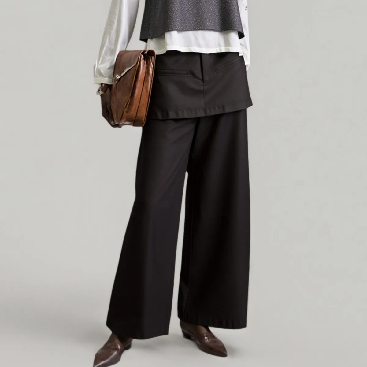 CiCi مصمم الأزياء قطعتين مجموعة السراويل للنساء 2025 ربيع الخريف جديد فضفاض واسعة الساق بنطلون مستقيم #1