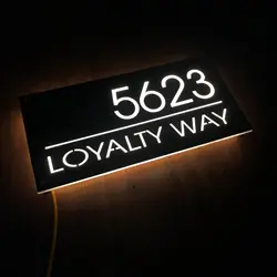 House Floating Apartment LED Custom Content Numbers Horizontal Outdoor Modern Light Acrylic Home Llluminated Address Street Sign