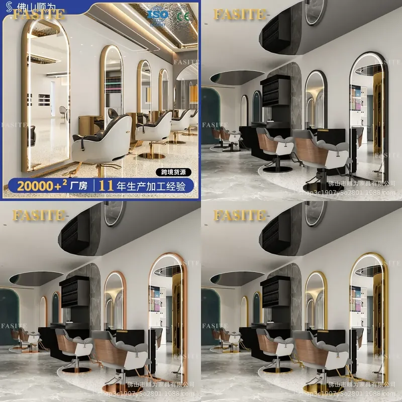 For Hair Stainless Steel Barber Shop Mirror Table Single and Double Sided Wall Mounted Full Body Mirror