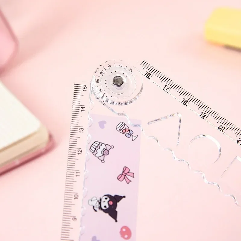 30Cm Kawaii Hello Kitty Ruler Sanrioed My Melody Kuromi Cinnamoroll Folding Rotary Ruler Straight Rulers Student Stationery Gift