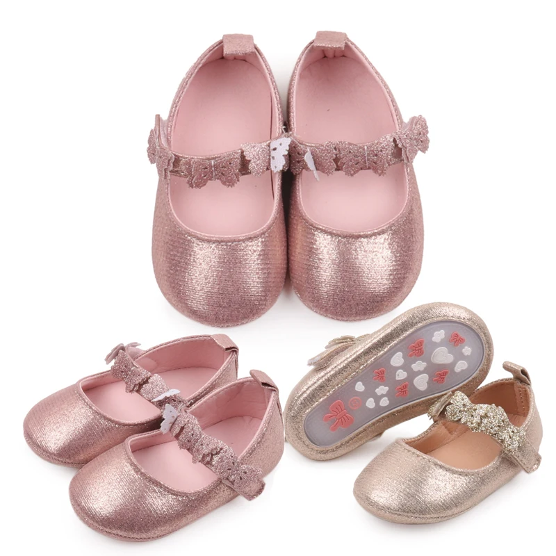 Fashion Newborn Baby Items Girls Crib Shoes Toddler First Trainer Casual Bling Butterfly Loafers Infant Dolls for Training Gifts