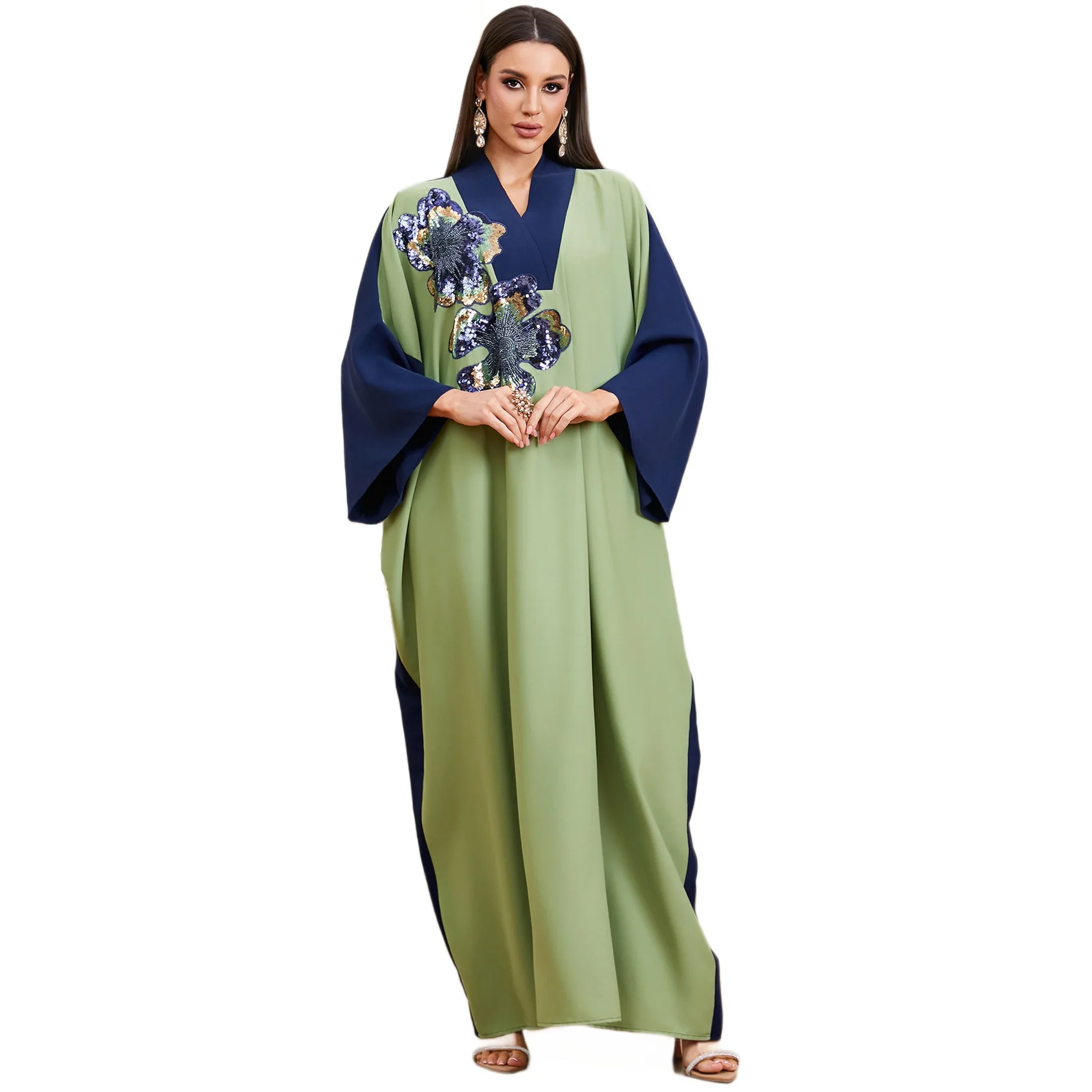 

Марокканское мусульманское вышитое платье с V-образным вырезом, вечерние платья из Дубая, абайи, кафтаны, турецкие мусульманские платья для женщин, джалабия, праздничное платье