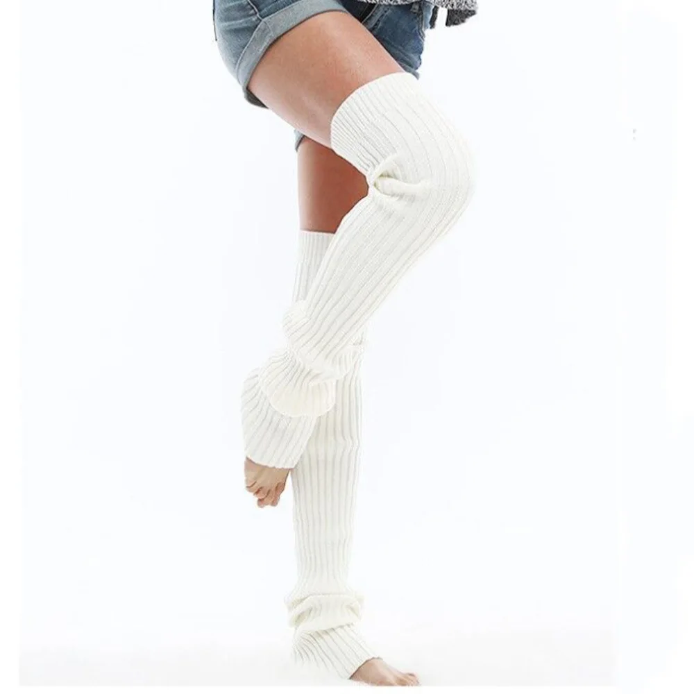 Women Dance Socks Winter Thickened Lengthened Thighs Knitted Wool Hosiery Sleeves Adult Over Knee Leg Warm Pads