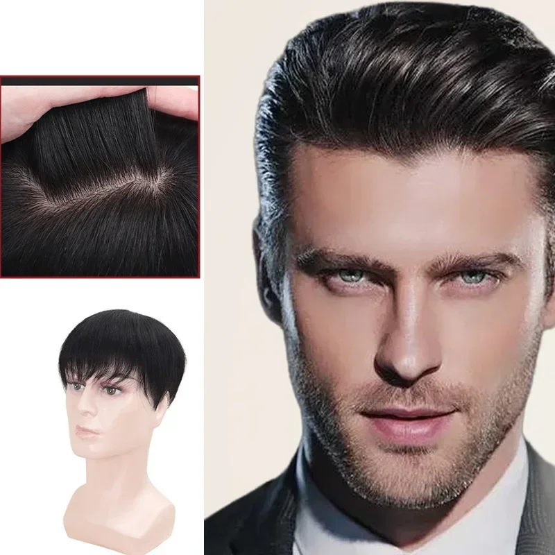 Australia Base Men Toupee Middle Swiss Lace Wig Man Skin Base Real Natural Human Hair Toupee Replacement Systems Wig Prosthesis