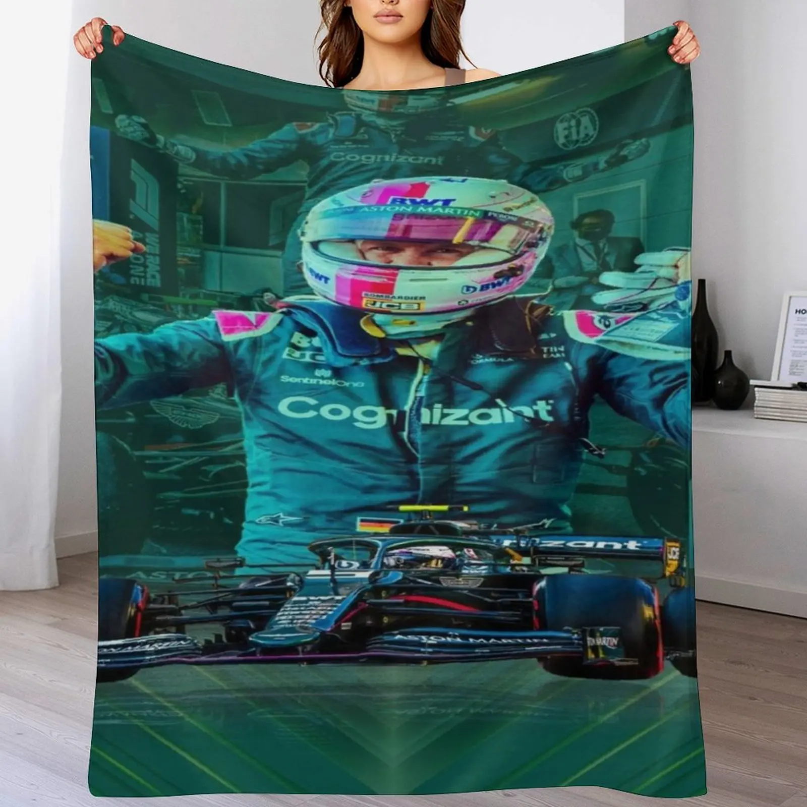 

Sebastian Vettel Throw Blanket for winter Soft Plush Plaid Kid'S Retros Blankets