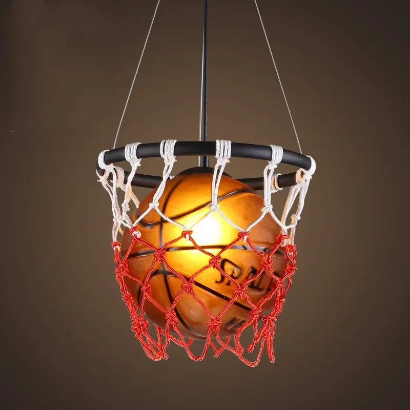 Modern Pendant Lights Industrial Wind Basketball Football Lamp Bar Coffee Couture Room Decor Ceiling   E27 Chandelier 