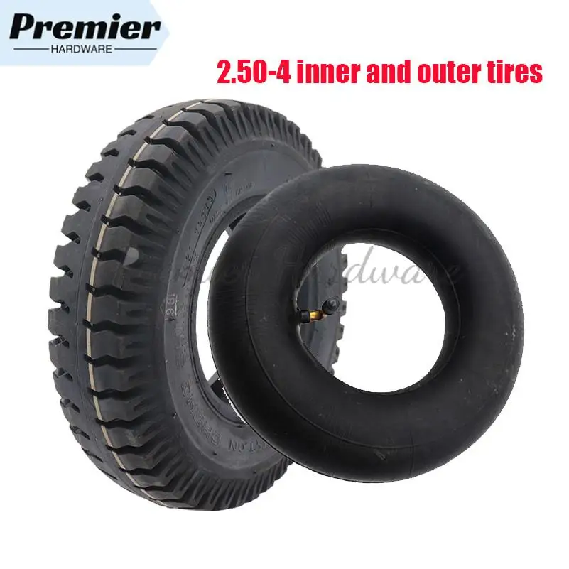 الإطارات 2.50-4 الإطارات الداخلية والخارجية مع محور العجلة 8 بوصة عربة اليد مقصورة السيارة الكهربائية ملحقات عربة #1