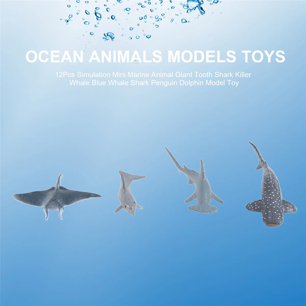 12 Uds simulación Mini Animal marino diente gigante ballena azul pingüino delfín modelo de juguete