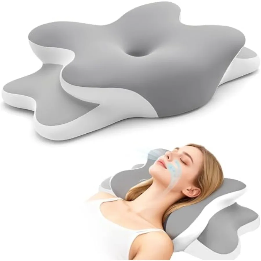

Sleep Apnea Pillow with Neck Pain and Snoring Relief -Orthopedic Cervical Pillow, Ergonomic Contour Memory Foam for Side, Back,