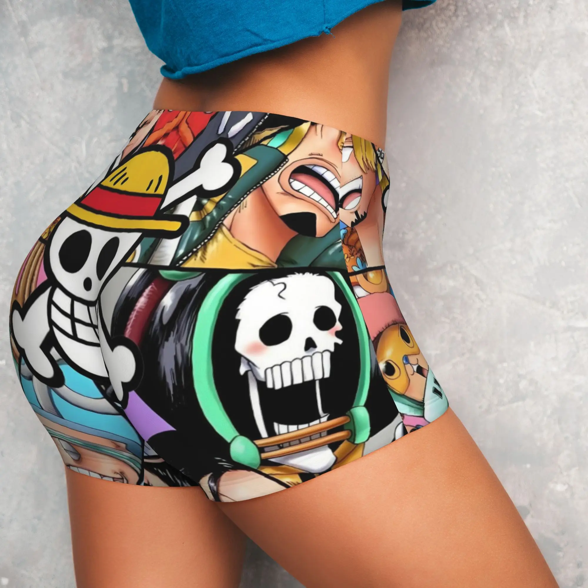 Anime One Piece  Biker Running Workout Shorts for Women Japanese Manga  Athletic Gym Yoga Shorts