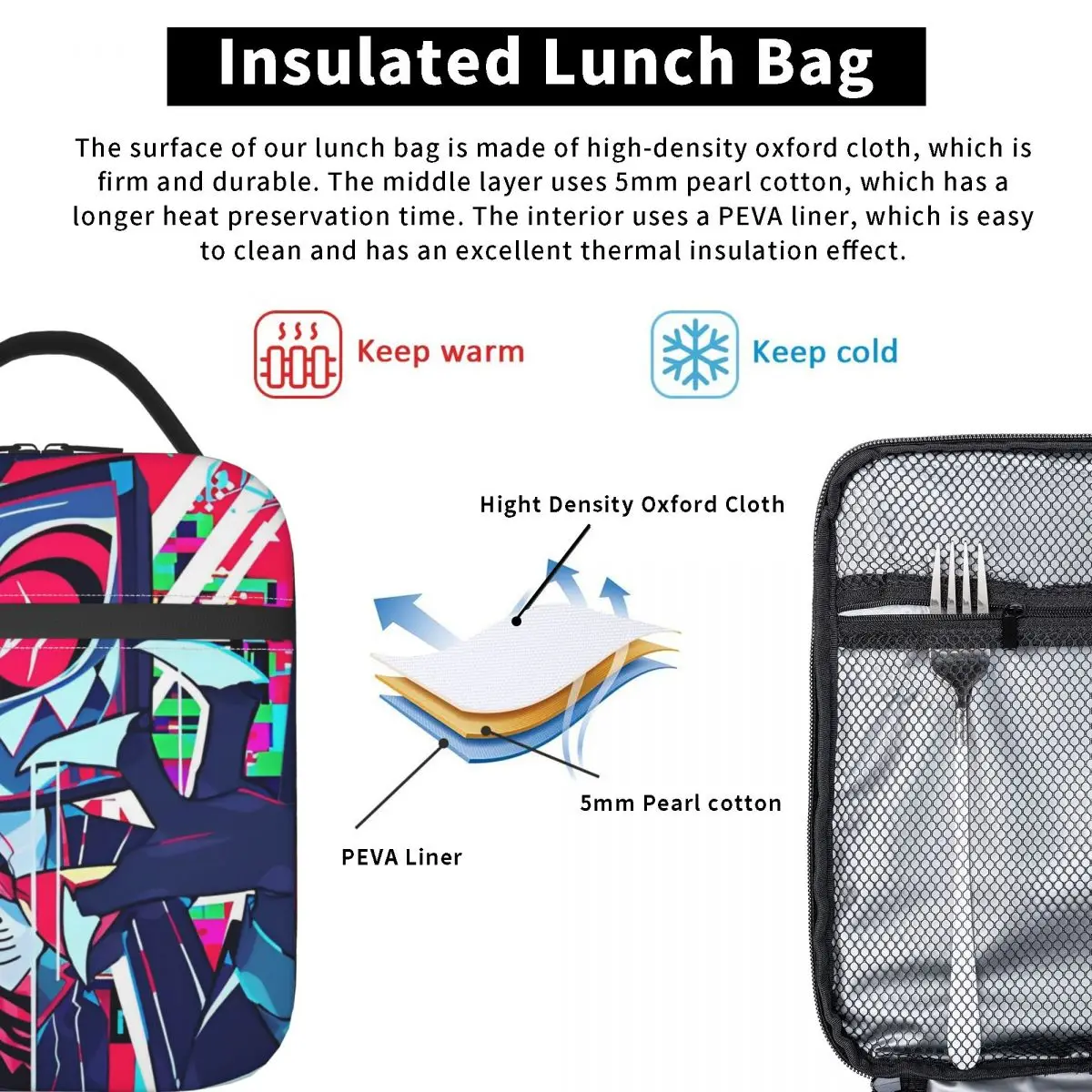 Vox معزول حقيبة الغداء حقيبة للحفاظ على البرودة قابلة لإعادة الاستخدام الفنادق Hazbined حاوية الغداء كبيرة حمل علب الاغذية بينتو الحقيبة كلية نزهة #4