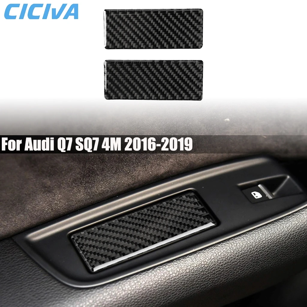 

Carbon Fiber Car Accessories Rear Ashtray Panel Decorative Interior Cover Modified Trim Sticker For Audi Q7 SQ7 4M 2016-2019