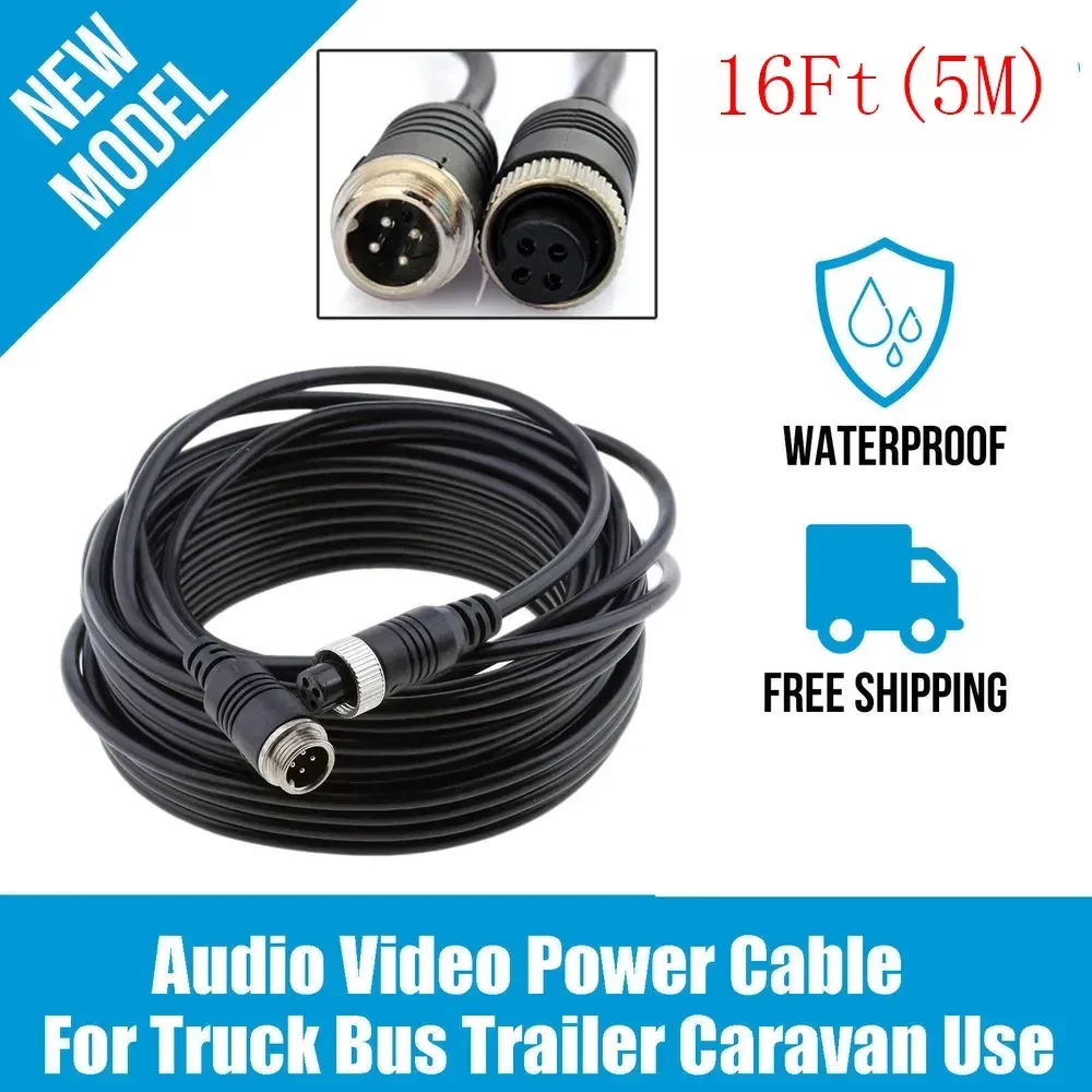 QueenDer 4-Pin Aviation 5m 10m 15m 20m Extension Video Cable For Truck Bus Monitor Camera Connection