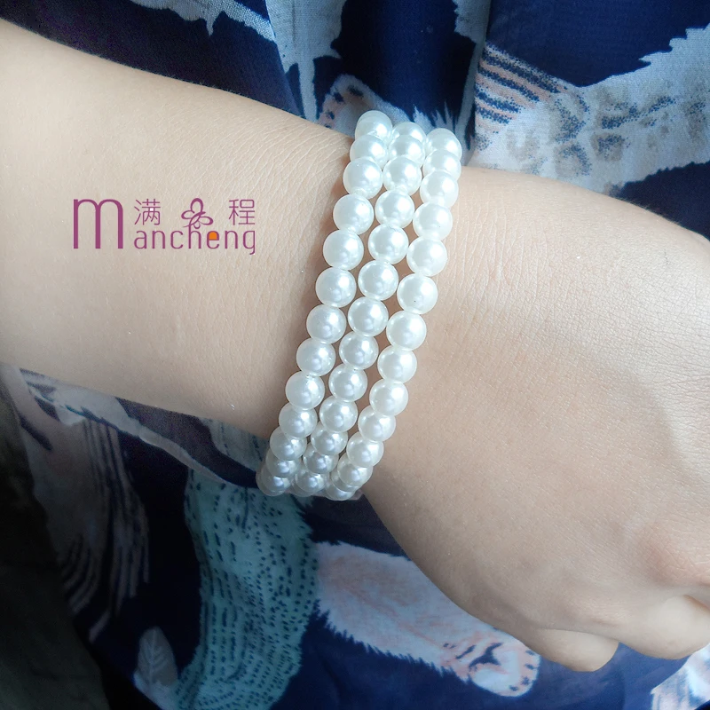 sokolov tiki Fashion 3PCS Lots New 6mm White Pearl Bracelet Stretch Imitation Pearl Bracelet Jewelry Good Quality