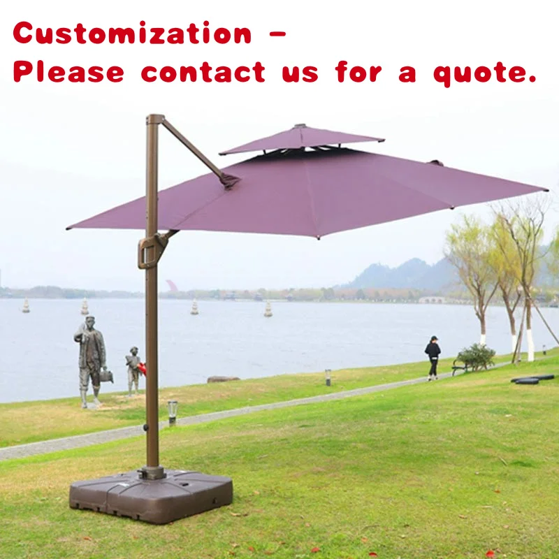custom.Large Size Outdoor Aluminum LED Garden Light Cantilever Parasol Patio Roma Style Outdoor Furniture Use