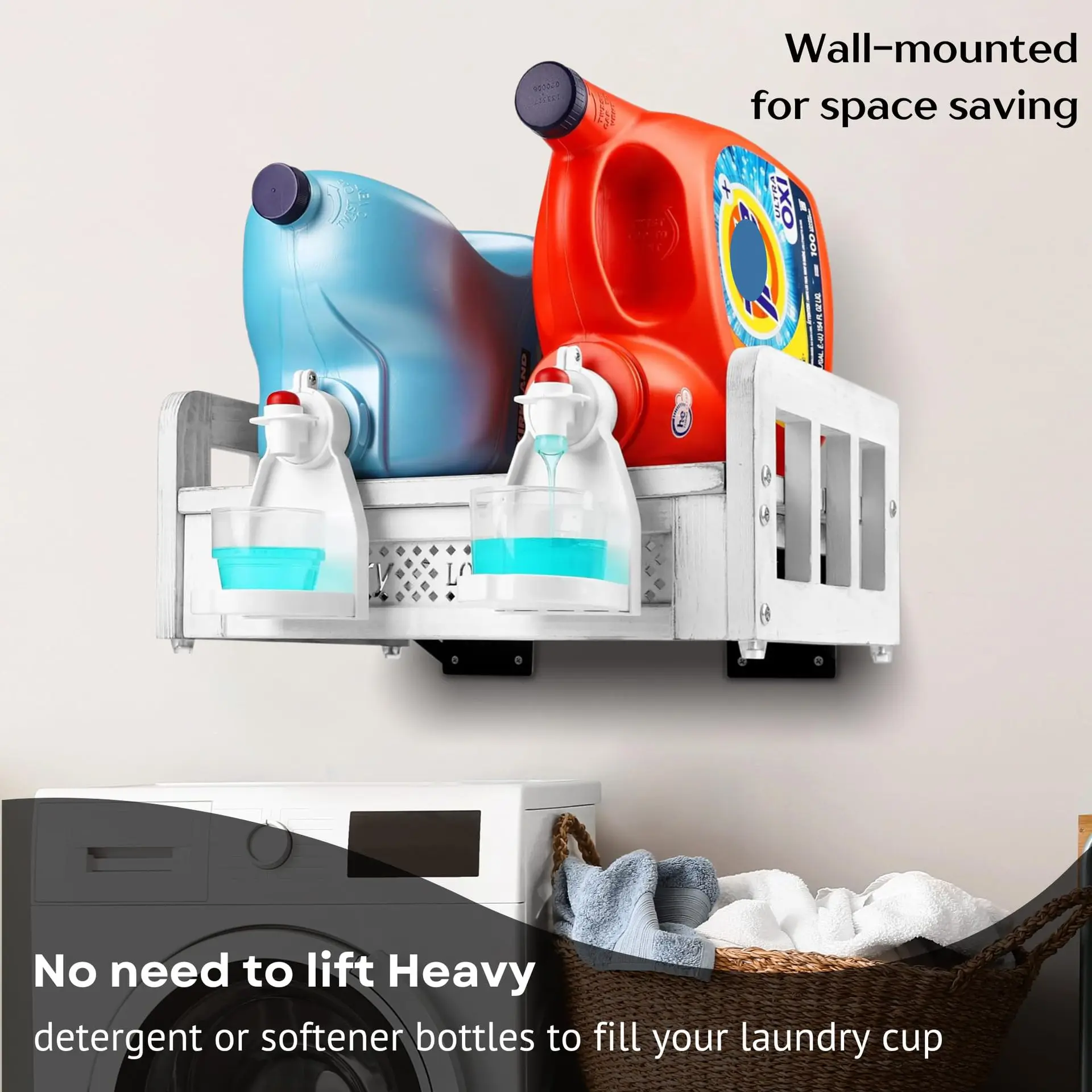 

Household laundry detergent storage box wall-mounted wooden rack