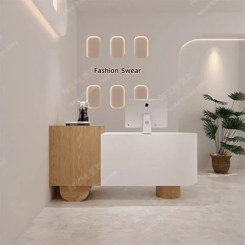 ​​Modern Minimalist High-Gloss Cashier Desk Compact Creative Bar Beauty Salon Apparel Store Reception Furniture Office FYRD​​