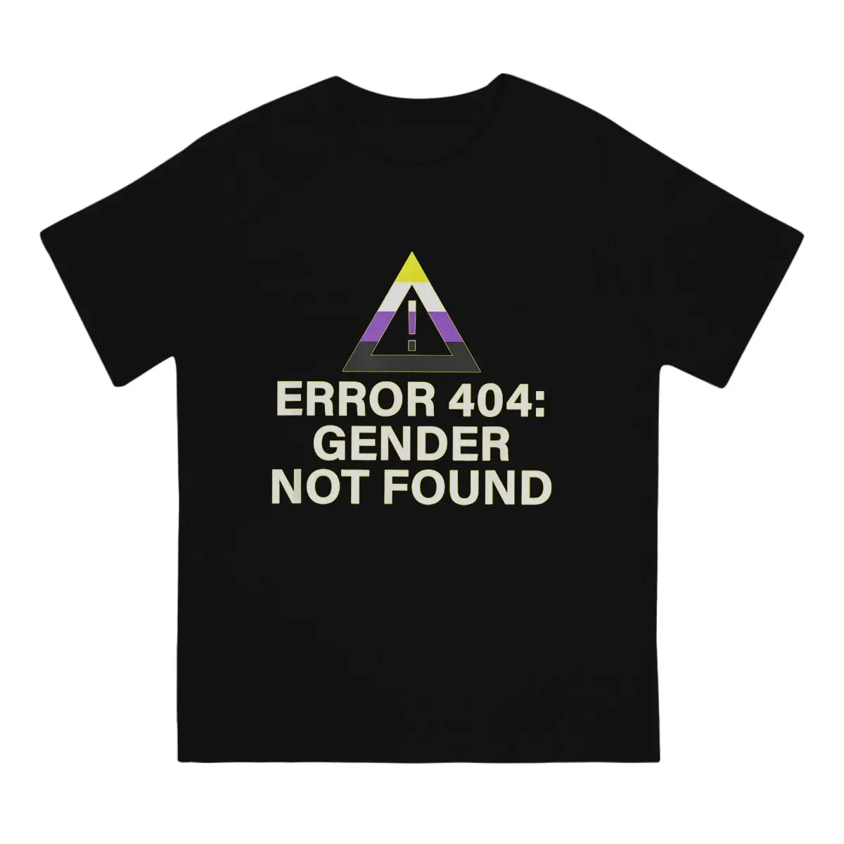 Men T-Shirt Gender Not Found Agender Non Binary Pride Awesome Cotton Tee Shirt Short Sleeve Error 404 T Shirts Crewneck Clothes