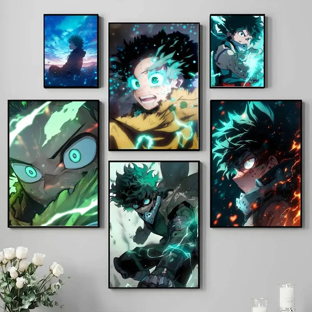 Anime Characters M-Midoriya I-Izuku Poster Self-adhesive Art Waterproof Paper Sticker Coffee House Bar Room Wall Decor
